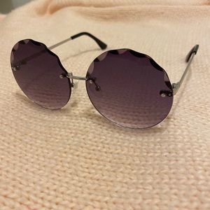 deep purple round large frame sunglasses
